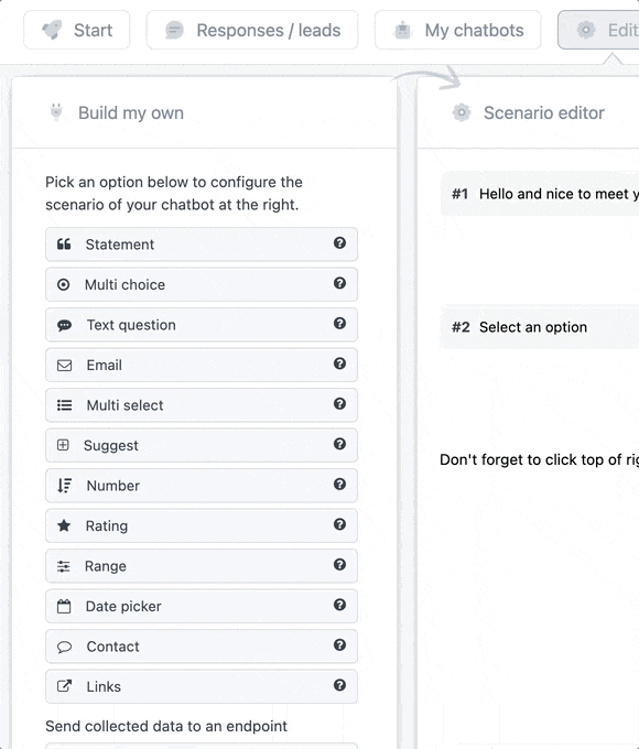 Lead Chatbot product interface