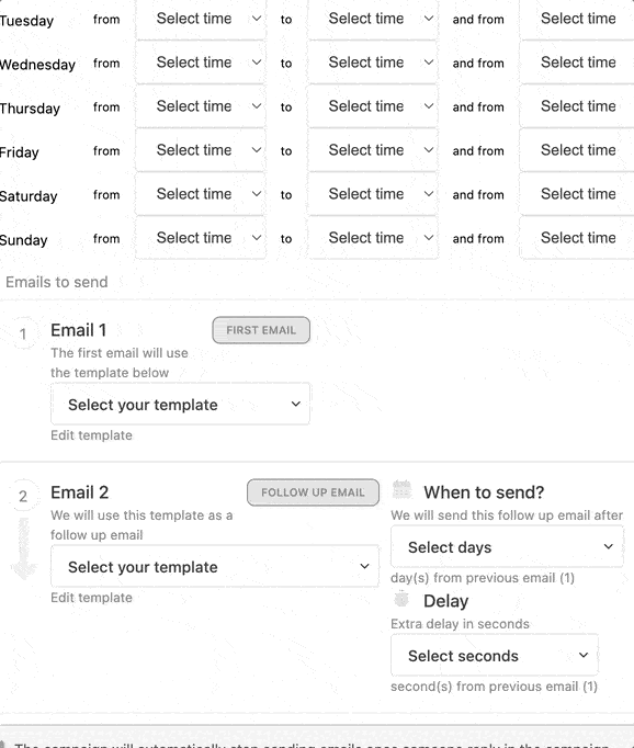 Email Sequences product interface